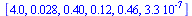 [4.0, 0.28e-1, .40, .12, .46, 0.33e-6]
