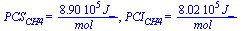 PCS[CH4] = `+`(`/`(`*`(0.890e6, `*`(J_)), `*`(mol_))), PCI[CH4] = `+`(`/`(`*`(0.802e6, `*`(J_)), `*`(mol_)))
