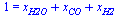 1 = `+`(x[H2O], x[CO], x[H2])