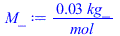 `+`(`/`(`*`(0.2800000000e-1, `*`(kg_)), `*`(mol)))