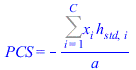 PCS = `+`(`-`(`/`(`*`(Sum(`*`(x[i], `*`(h[std, i])), i = 1 .. C)), `*`(a))))