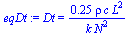 Dt = `+`(`/`(`*`(.25000000000000000000, `*`(rho, `*`(c, `*`(`^`(L, 2))))), `*`(k, `*`(`^`(N, 2)))))