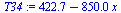 `+`(422.7, `-`(`*`(850.0, `*`(x))))