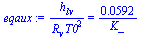 `/`(`*`(h[lv]), `*`(R[v], `*`(`^`(T0, 2)))) = `+`(`/`(`*`(0.59205246808151869231e-1), `*`(K_)))