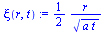 `+`(`/`(`*`(`/`(1, 2), `*`(r)), `*`(`^`(`*`(a, `*`(t)), `/`(1, 2)))))