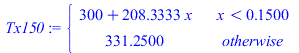piecewise(`<`(x, .1500000000), `+`(300, `*`(208.3333333, `*`(x))), 331.2500000)