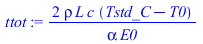 `+`(`/`(`*`(2, `*`(rho, `*`(L, `*`(c, `*`(`+`(Tstd_C, `-`(T0))))))), `*`(alpha, `*`(E0))))
