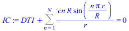 `+`(DT1, Sum(`/`(`*`(cn, `*`(R, `*`(sin(`/`(`*`(n, `*`(Pi, `*`(r))), `*`(R)))))), `*`(r)), n = 1 .. N)) = 0