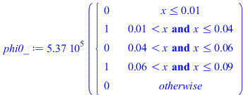 `+`(`*`(536768.6526, `*`(piecewise(`<=`(x, 0.1e-1), 0, `and`(`<`(0.1e-1, x), `<=`(x, 0.4e-1)), 1, `and`(`<`(0.4e-1, x), `<=`(x, 0.6e-1)), 0, `and`(`<`(0.6e-1, x), `<=`(x, 0.9e-1)), 1, 0))))