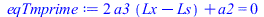 `+`(`*`(2, `*`(a3, `*`(`+`(Lx, `-`(Ls))))), a2) = 0