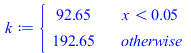 piecewise(`<`(x, 0.45e-1), 92.6500, 192.6500)