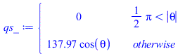 piecewise(`<`(`+`(`*`(`/`(1, 2), `*`(Pi))), abs(theta)), 0, `+`(`*`(137.9714171, `*`(cos(theta)))))
