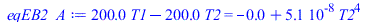 `+`(`*`(200.0000000, `*`(T1)), `-`(`*`(200.0000000, `*`(T2)))) = `+`(`-`(0.2711943423e-5), `*`(0.51030e-7, `*`(`^`(T2, 4))))