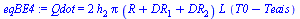Qdot = `+`(`*`(2, `*`(h[2], `*`(Pi, `*`(`+`(R, DR[1], DR[2]), `*`(L, `*`(`+`(T0, `-`(Teais)))))))))