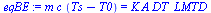 `*`(m, `*`(c, `*`(`+`(Ts, `-`(T0))))) = `*`(K, `*`(A, `*`(DT_LMTD)))