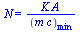 N = `/`(`*`(K, `*`(A)), `*`((`*`(m, `*`(c)))[min]))
