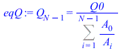Q[`+`(N, `-`(1))] = `/`(`*`(Q0), `*`(Sum(`/`(`*`(A[0]), `*`(A[i])), i = 1 .. `+`(N, `-`(1)))))