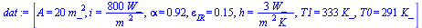 [A = `+`(`*`(20, `*`(`^`(m_, 2)))), i = `+`(`/`(`*`(800, `*`(W_)), `*`(`^`(m_, 2)))), alpha = .92, epsilon[IR] = .15, h = `+`(`/`(`*`(3, `*`(W_)), `*`(`^`(m_, 2), `*`(K_)))), T1 = `+`(`*`(333, `*`(K_)...