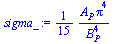 `+`(`/`(`*`(`/`(1, 15), `*`(A[P], `*`(`^`(Pi, 4)))), `*`(`^`(B[P], 4))))