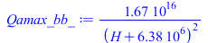 `+`(`/`(`*`(0.1671902132e17), `*`(`^`(`+`(H, 0.6378e7), 2))))