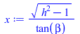 `/`(`*`(`^`(`+`(`*`(`^`(h, 2)), `-`(1)), `/`(1, 2))), `*`(tan(beta)))