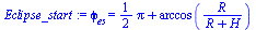 phi[es] = `+`(`*`(`/`(1, 2), `*`(Pi)), arccos(`/`(`*`(R), `*`(`+`(R, H)))))