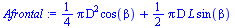 `+`(`*`(`/`(1, 4), `*`(Pi, `*`(`^`(D, 2), `*`(cos(beta))))), `*`(`/`(1, 2), `*`(Pi, `*`(D, `*`(L, `*`(sin(beta)))))))