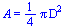 A = `+`(`*`(`/`(1, 4), `*`(Pi, `*`(`^`(D, 2)))))