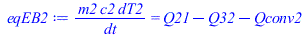 `/`(`*`(m2, `*`(c2, `*`(dT2))), `*`(dt)) = `+`(Q21, `-`(Q32), `-`(Qconv2))