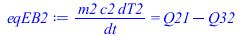`/`(`*`(m2, `*`(c2, `*`(dT2))), `*`(dt)) = `+`(Q21, `-`(Q32))