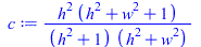 `/`(`*`(`^`(h, 2), `*`(`+`(`*`(`^`(h, 2)), `*`(`^`(w, 2)), 1))), `*`(`+`(`*`(`^`(h, 2)), 1), `*`(`+`(`*`(`^`(h, 2)), `*`(`^`(w, 2))))))