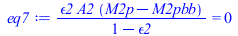 `/`(`*`(epsilon2, `*`(A2, `*`(`+`(M2p, `-`(M2pbb))))), `*`(`+`(1, `-`(epsilon2)))) = 0