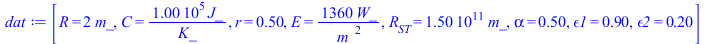 [R = `+`(`*`(2, `*`(m_))), C = `+`(`/`(`*`(0.100e6, `*`(J_)), `*`(K_))), r = .5, E = `+`(`/`(`*`(1360, `*`(W_)), `*`(`^`(m_, 2)))), R[ST] = `+`(`*`(0.150e12, `*`(m_))), alpha = .5, epsilon1 = .9, epsi...