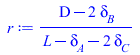 `/`(`*`(`+`(D, `-`(`*`(2, `*`(delta[B]))))), `*`(`+`(L, `-`(delta[A]), `-`(`*`(2, `*`(delta[C]))))))
