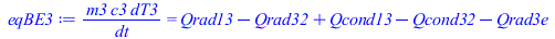 Typesetting:-mprintslash([eqBE3 := `/`(`*`(m3, `*`(c3, `*`(dT3))), `*`(dt)) = `+`(Qrad13, `-`(Qrad32), Qcond13, `-`(Qcond32), `-`(Qrad3e))], [`/`(`*`(m3, `*`(c3, `*`(dT3))), `*`(dt)) = `+`(Qrad13, `-`...