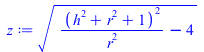 `*`(`^`(`+`(`/`(`*`(`^`(`+`(`*`(`^`(h, 2)), `*`(`^`(r, 2)), 1), 2)), `*`(`^`(r, 2))), `-`(4)), `/`(1, 2)))