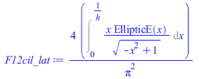 `+`(`/`(`*`(4, `*`(Int(`/`(`*`(x, `*`(EllipticE(x))), `*`(`^`(`+`(`-`(`*`(`^`(x, 2))), 1), `/`(1, 2)))), x = 0 .. `/`(1, `*`(h))))), `*`(`^`(Pi, 2))))
