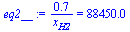 `:=`(eq2__, `+`(`/`(`*`(.7058474628), `*`(x[H2]))) = 88450.00634)