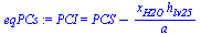 PCI = `+`(PCS, `-`(`/`(`*`(x[H2O], `*`(h[lv25])), `*`(a))))