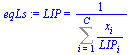LIP = `/`(1, `*`(Sum(`/`(`*`(x[i]), `*`(LIP[i])), i = 1 .. C)))