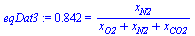 .842 = `/`(`*`(x[N2]), `*`(`+`(x[O2], x[N2], x[CO2])))