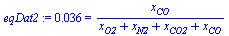 0.36e-1 = `/`(`*`(x[CO]), `*`(`+`(x[O2], x[N2], x[CO2], x[CO])))