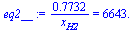 `+`(`/`(`*`(.7732), `*`(x[H2]))) = 6643.