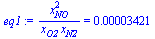 `/`(`*`(`^`(x[NO], 2)), `*`(x[O2], `*`(x[N2]))) = 0.3421e-4