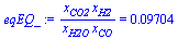 `/`(`*`(x[CO2], `*`(x[H2])), `*`(x[H2O], `*`(x[CO]))) = 0.9704e-1