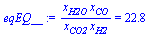 `/`(`*`(x[H2O], `*`(x[CO])), `*`(x[CO2], `*`(x[H2]))) = 22.8