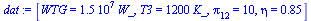 [WTG = `+`(`*`(0.15e8, `*`(W_))), T3 = `+`(`*`(1200, `*`(K_))), pi[12] = 10, eta = .85]