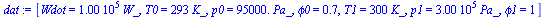 [Wdot = `+`(`*`(0.100e6, `*`(W_))), T0 = `+`(`*`(293, `*`(K_))), p0 = `+`(`*`(0.95e5, `*`(Pa_))), phi0 = .7, T1 = `+`(`*`(300, `*`(K_))), p1 = `+`(`*`(0.300e6, `*`(Pa_))), phi1 = 1]
