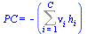 PC = `+`(`-`(Sum(`*`(nu[i], `*`(h[i])), i = 1 .. C)))