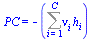 PC = `+`(`-`(Sum(`*`(nu[i], `*`(h[i])), i = 1 .. C)))